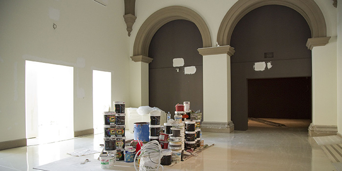 Una de les noves sales de la secció d'art modern, durant la renovació.